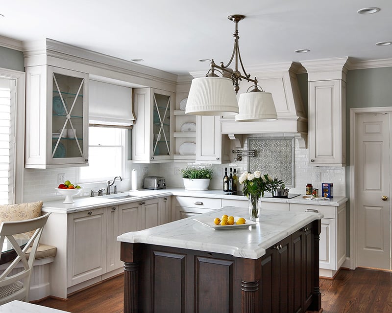 custom kitchen cabinetry in Rockville, a kitchen design in rockville white cabinets in a classic style kitchen