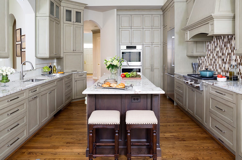 kitchen design with custom gray cabinets